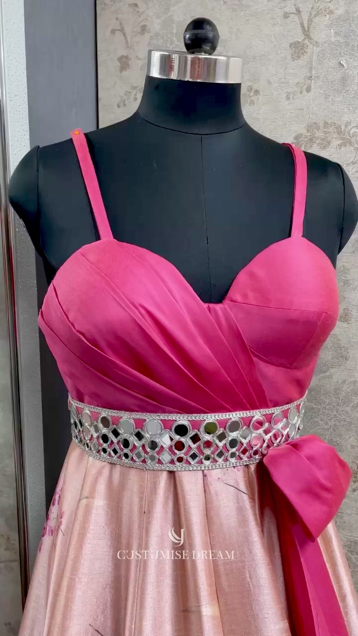 Peach Pink Jumpsuit: Silver Gotta Work & Draped Bow Detail