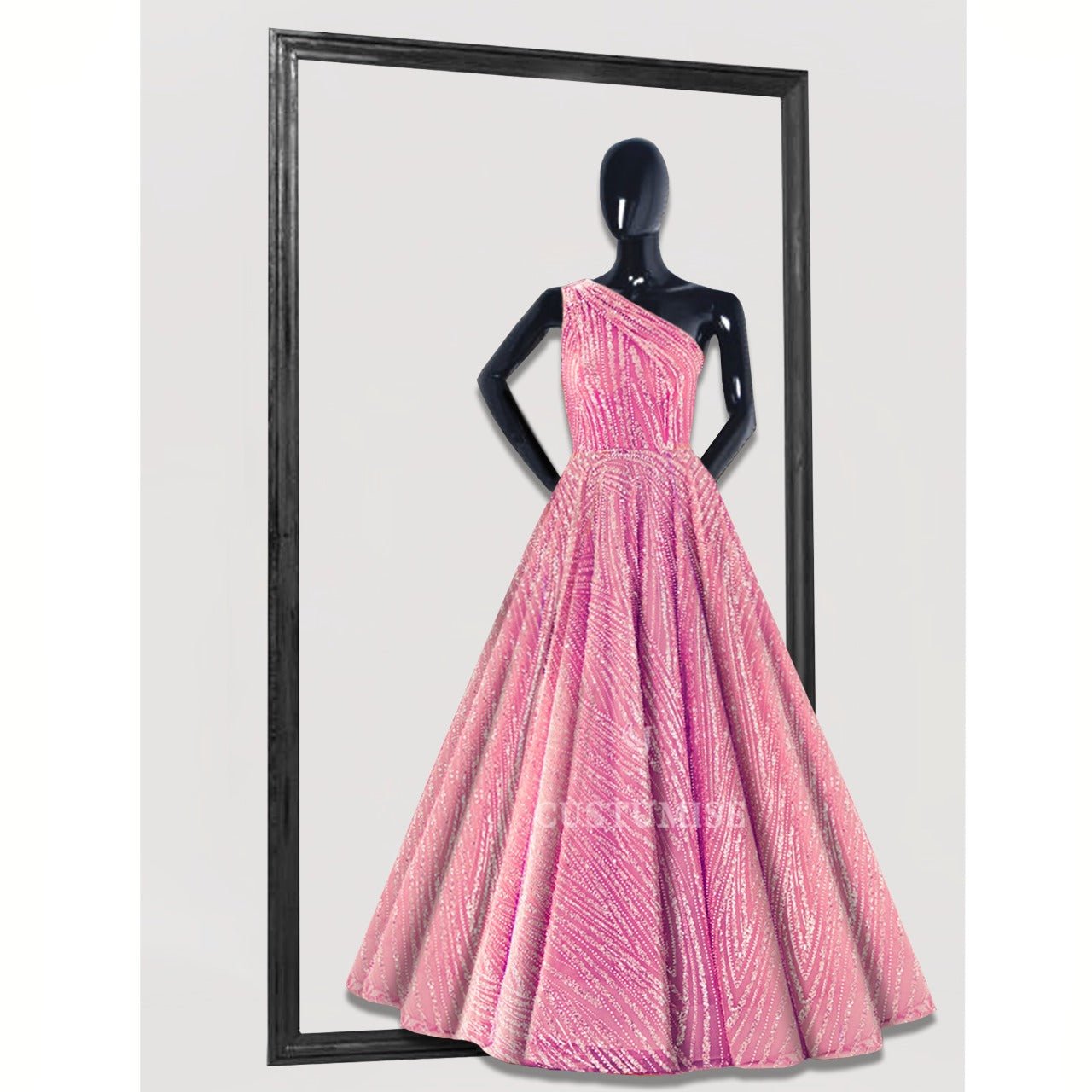 Baby Pink one shoulder gown - Indian Designer Bridal Wedding Outfit