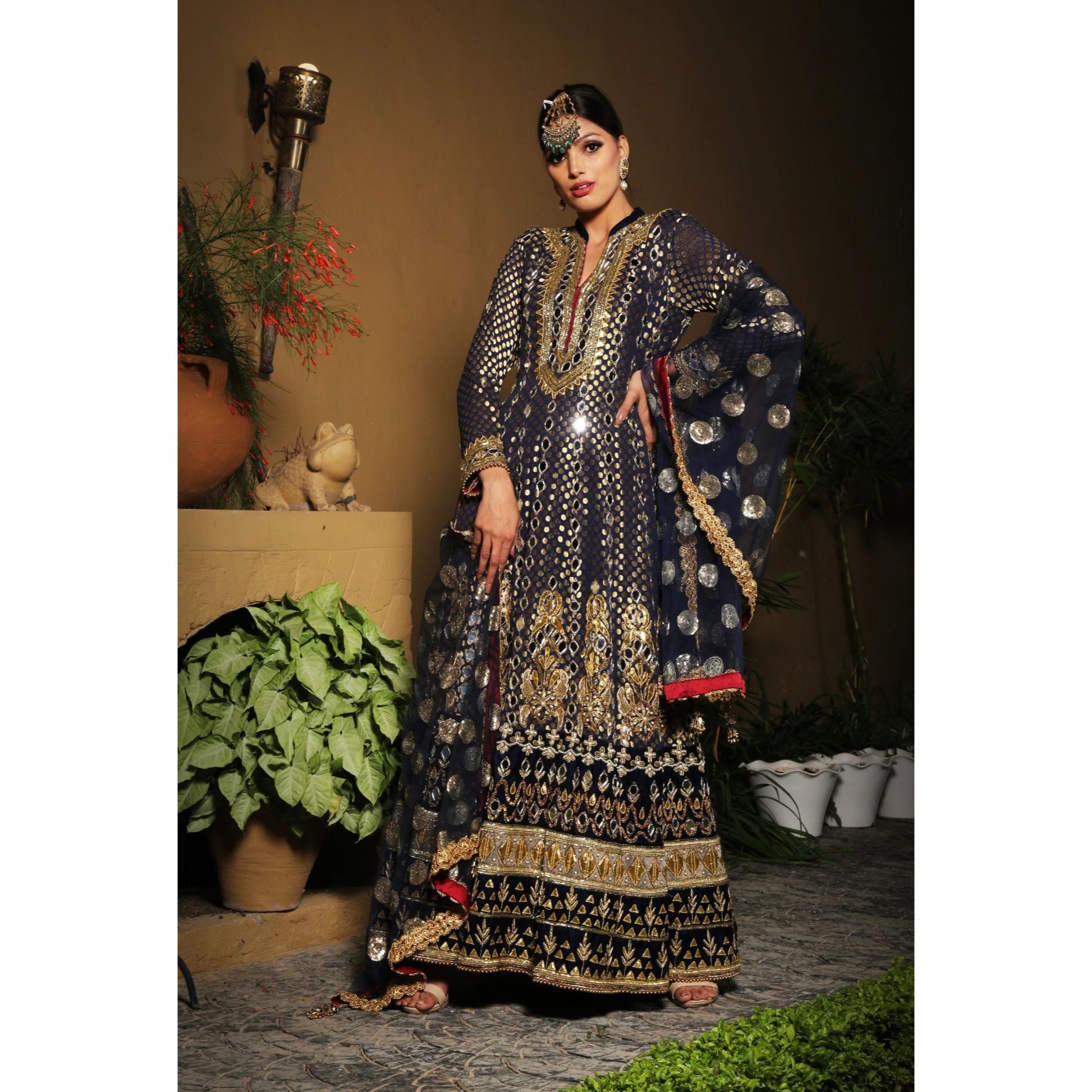 Black Embroidered Anarkali - Indian Designer Bridal Wedding Outfit