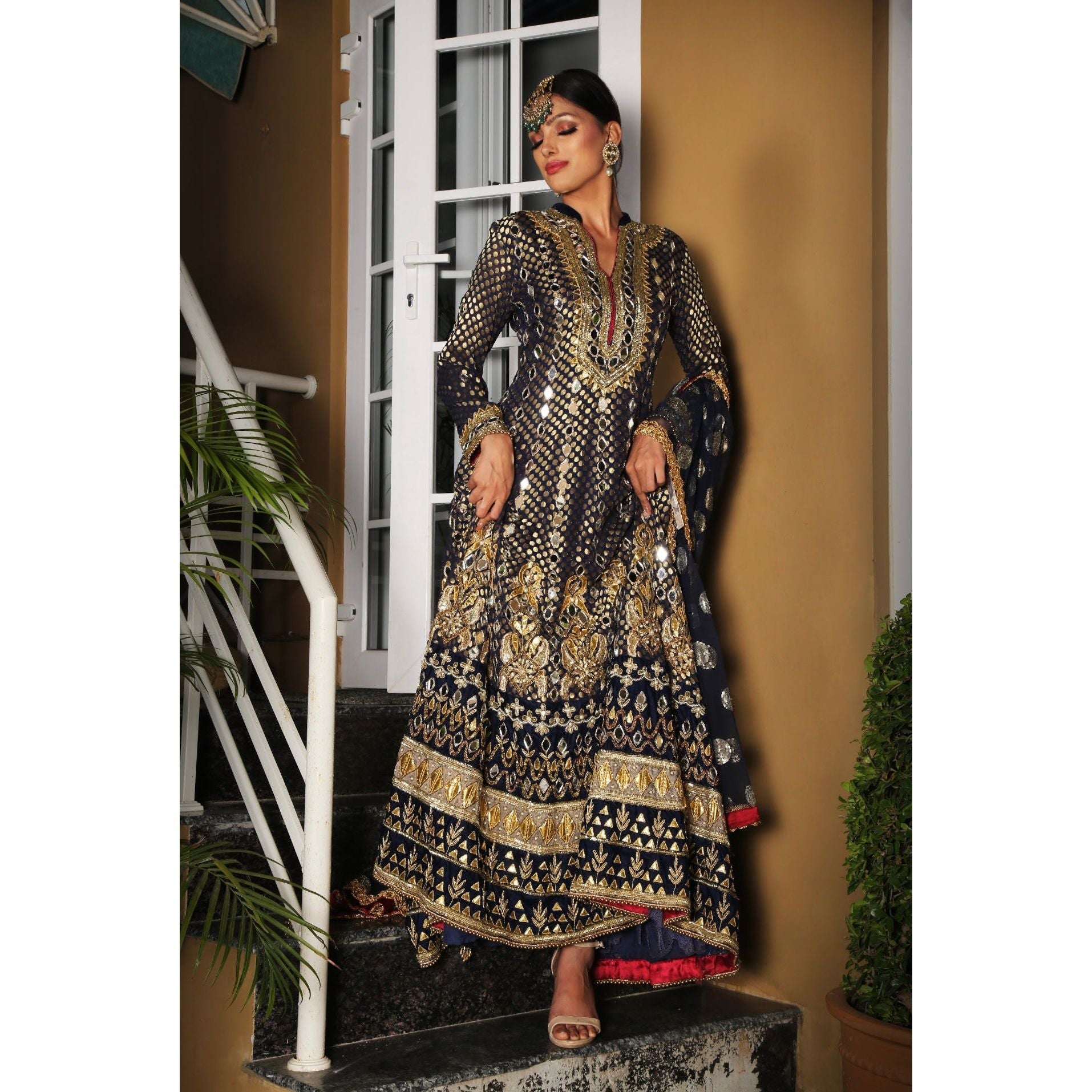 Black Embroidered Anarkali - Indian Designer Bridal Wedding Outfit