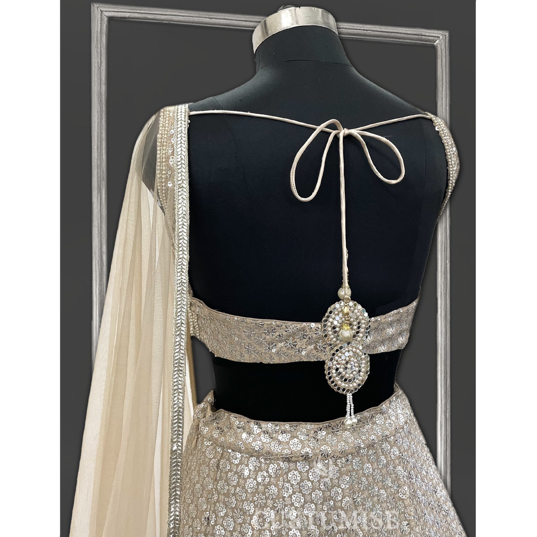 Champagne gold & Silver Sequence Embroidered Lehenga - Indian Designer Bridal Wedding Outfit