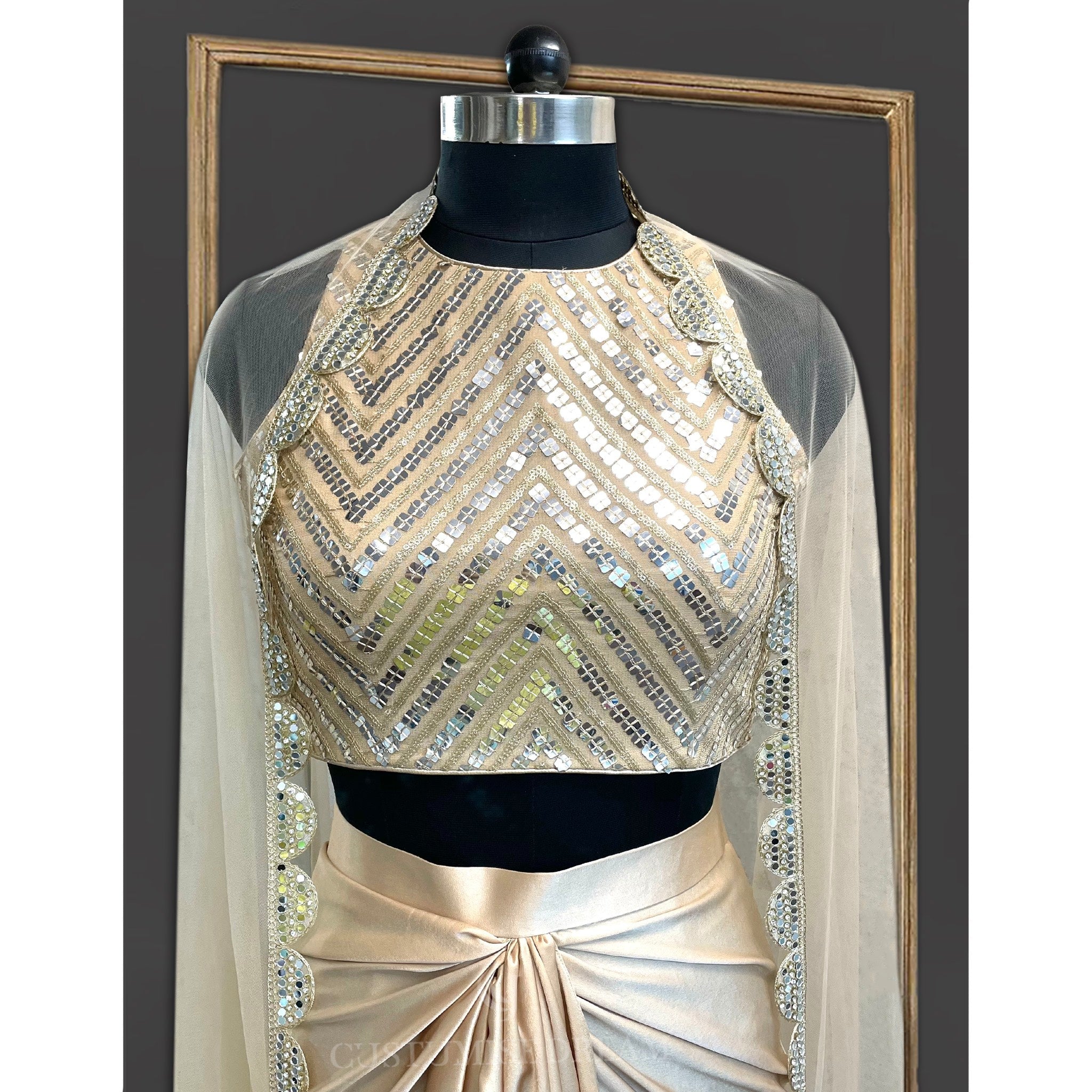 Chic Champagne Gold Dhoti Set - Indian Designer Bridal Wedding Outfit