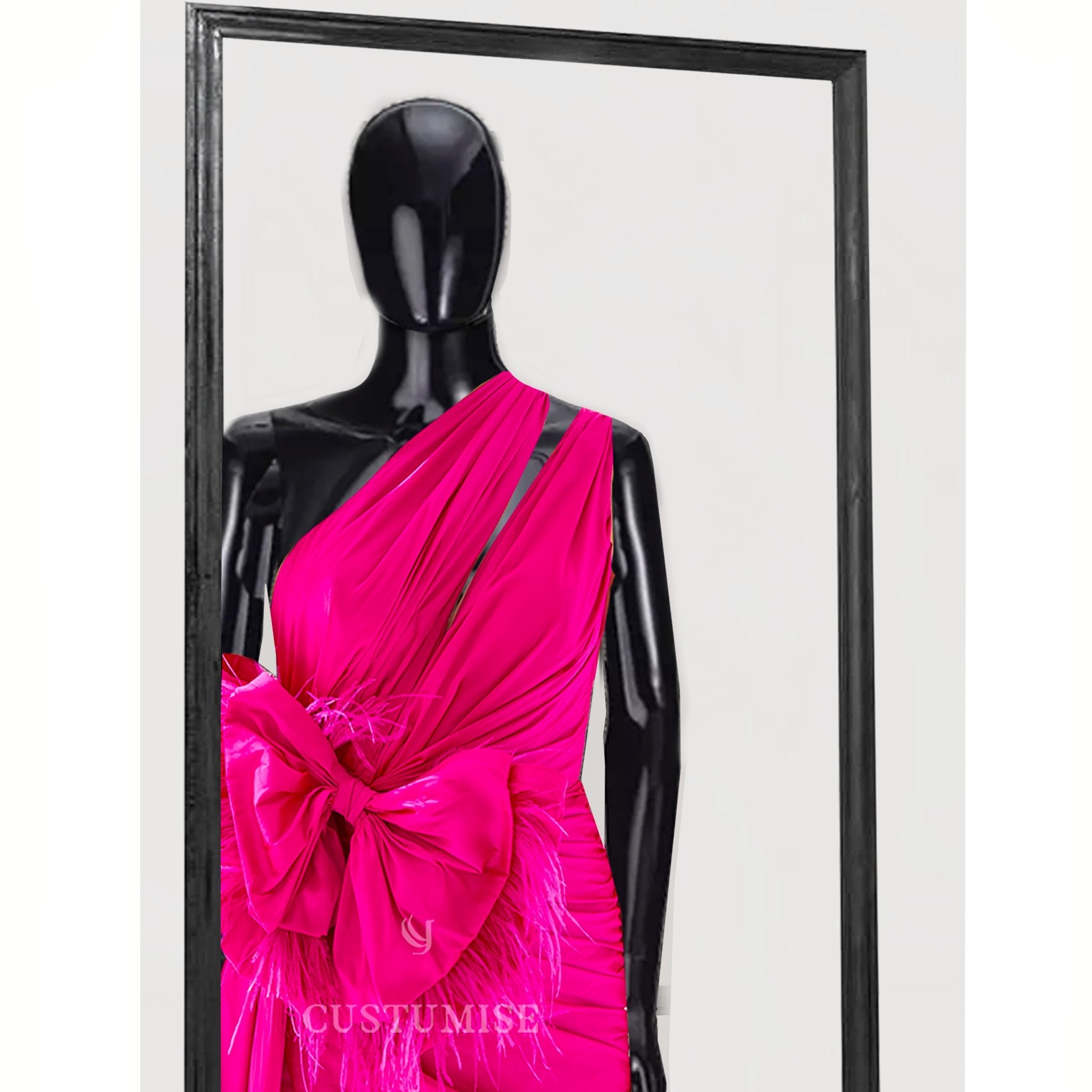 Hot pink gown with bow - Indian Designer Bridal Wedding Outfit