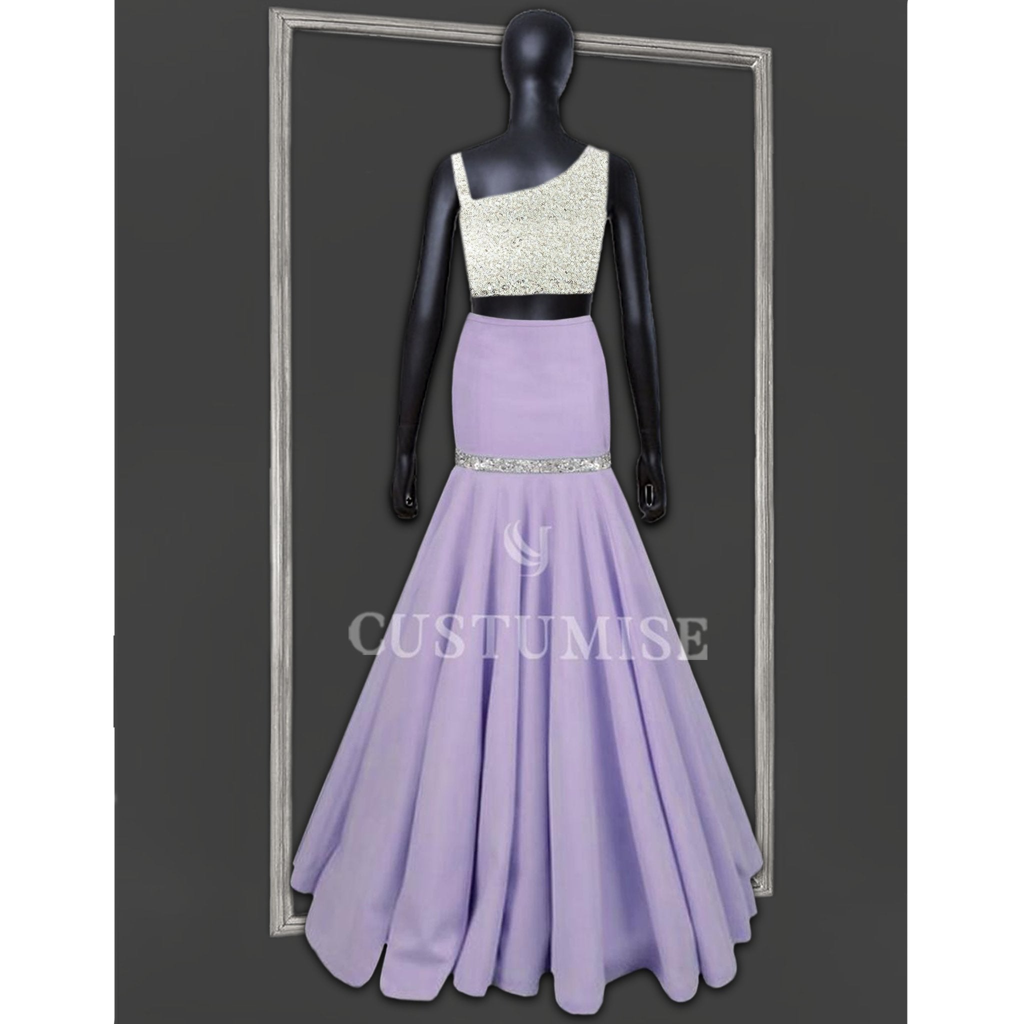 Majestic Splendor: Lavender Mermaid Skirt Set - Indian Designer Bridal Wedding Outfit