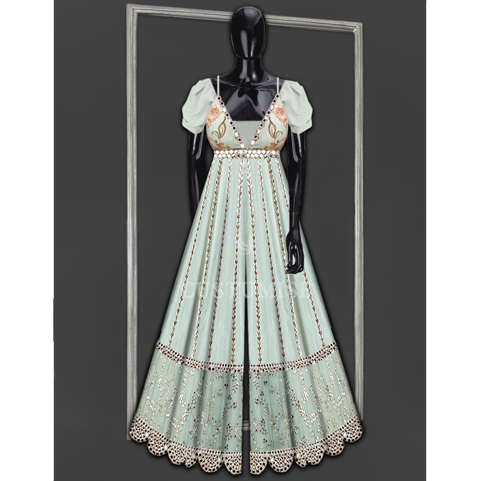 Mint Green Jumpsuit - Indian Designer Bridal Wedding Outfit