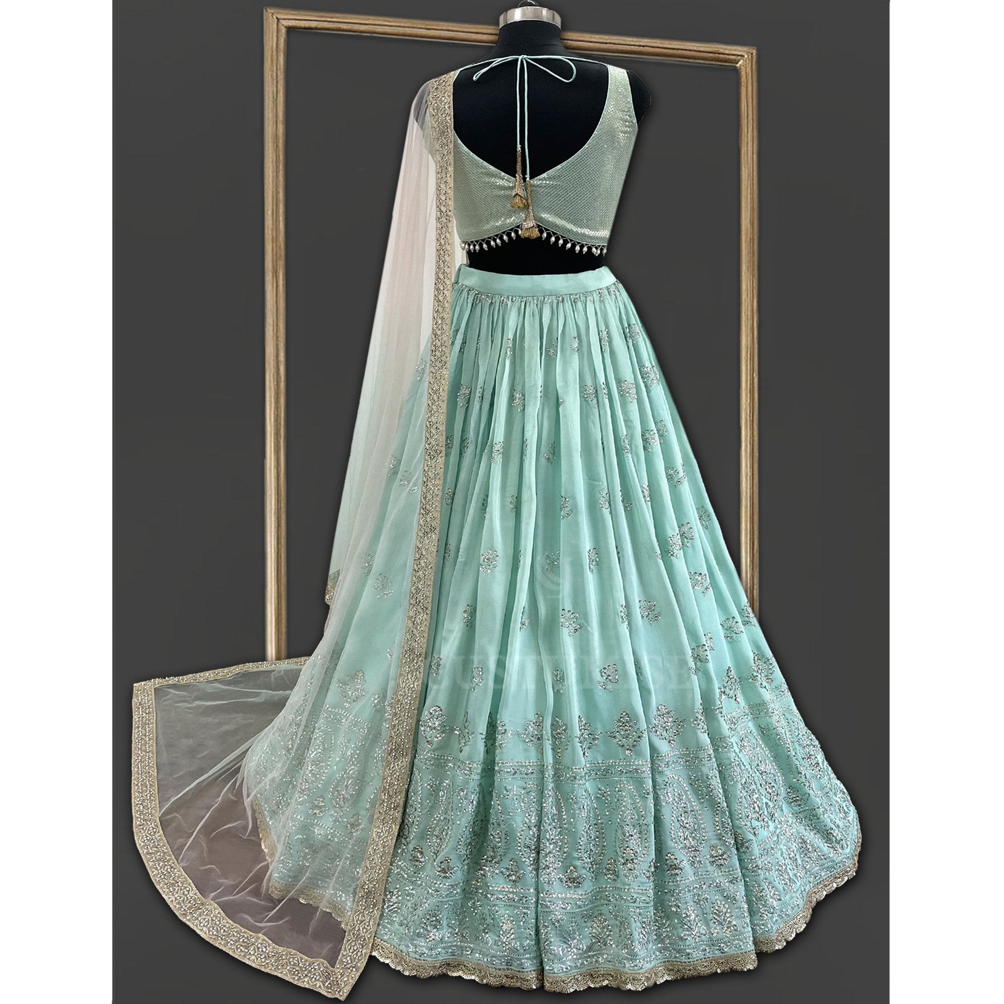 Mint Green Lehenga Set - Indian Designer Bridal Wedding Outfit