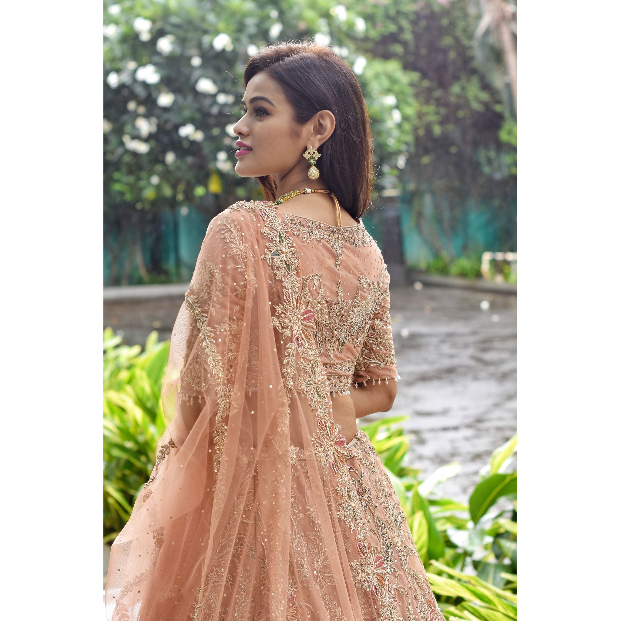 Mughal Applique Lehenga Set - Indian Designer Bridal Wedding Outfit