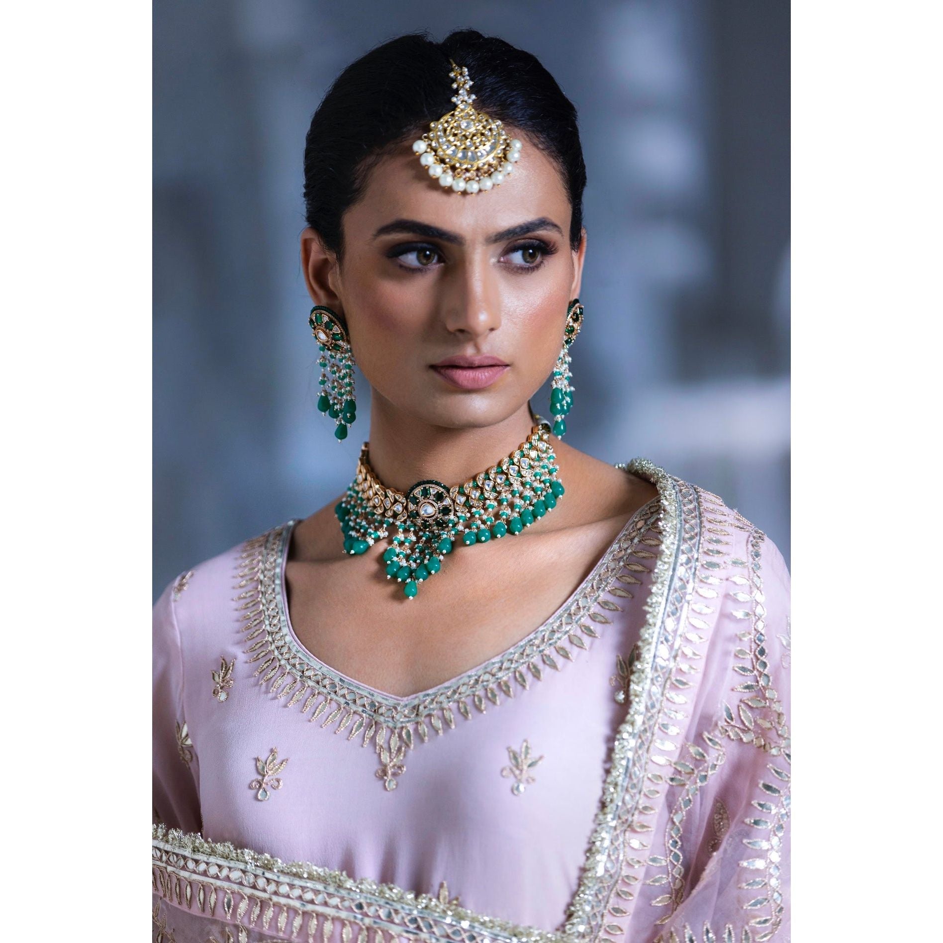 Pastel Pink Embroidered Sharara Set - Indian Designer Bridal Wedding Outfit