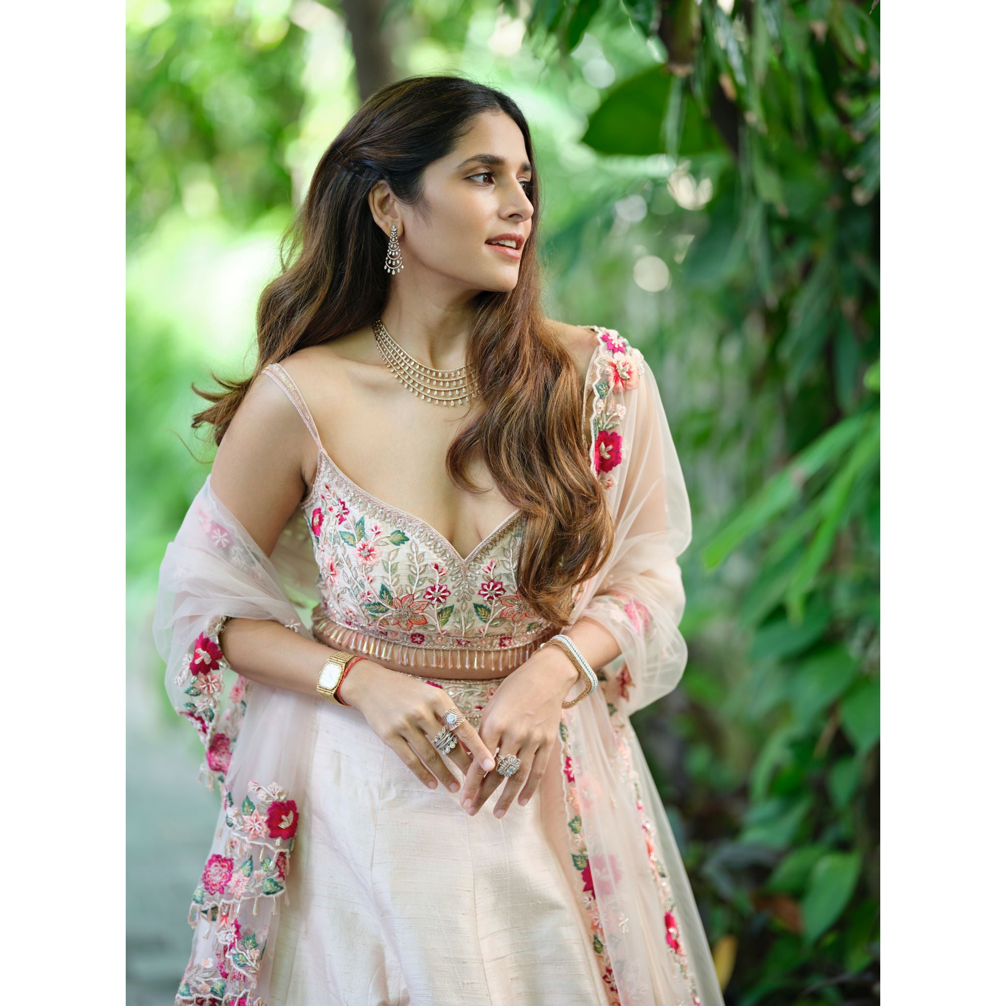 Peach Blossom Lehenga Set - Indian Designer Bridal Wedding Outfit