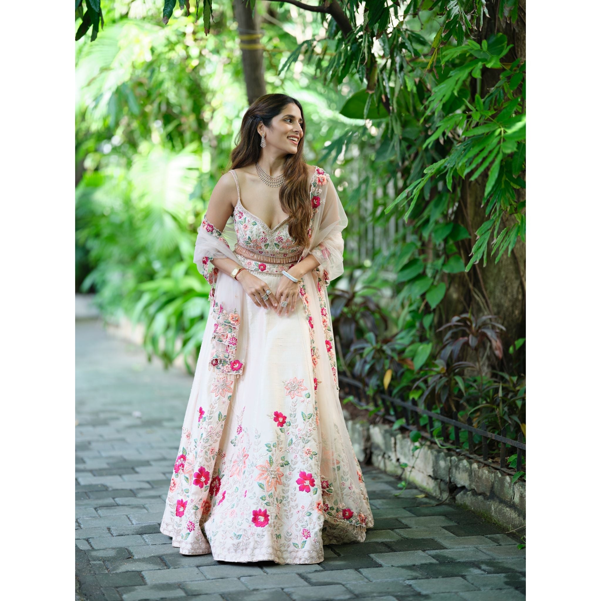 Peach Blossom Lehenga Set - Indian Designer Bridal Wedding Outfit
