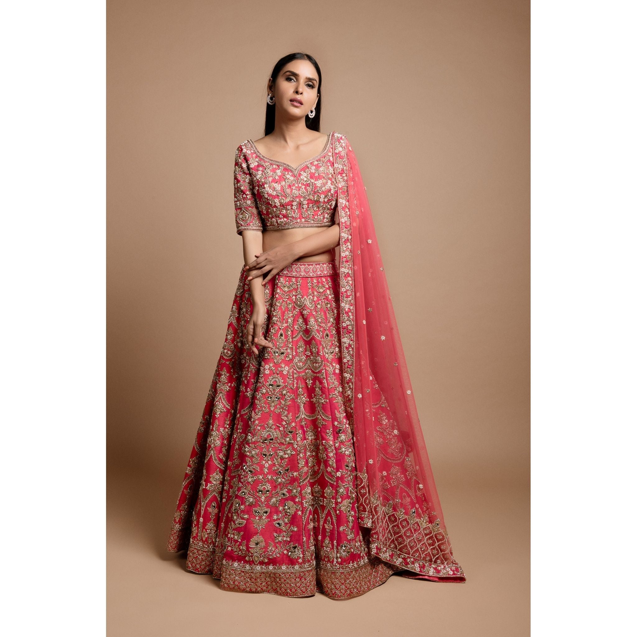 Pink Mughal Lehenga Set - Indian Designer Bridal Wedding Outfit