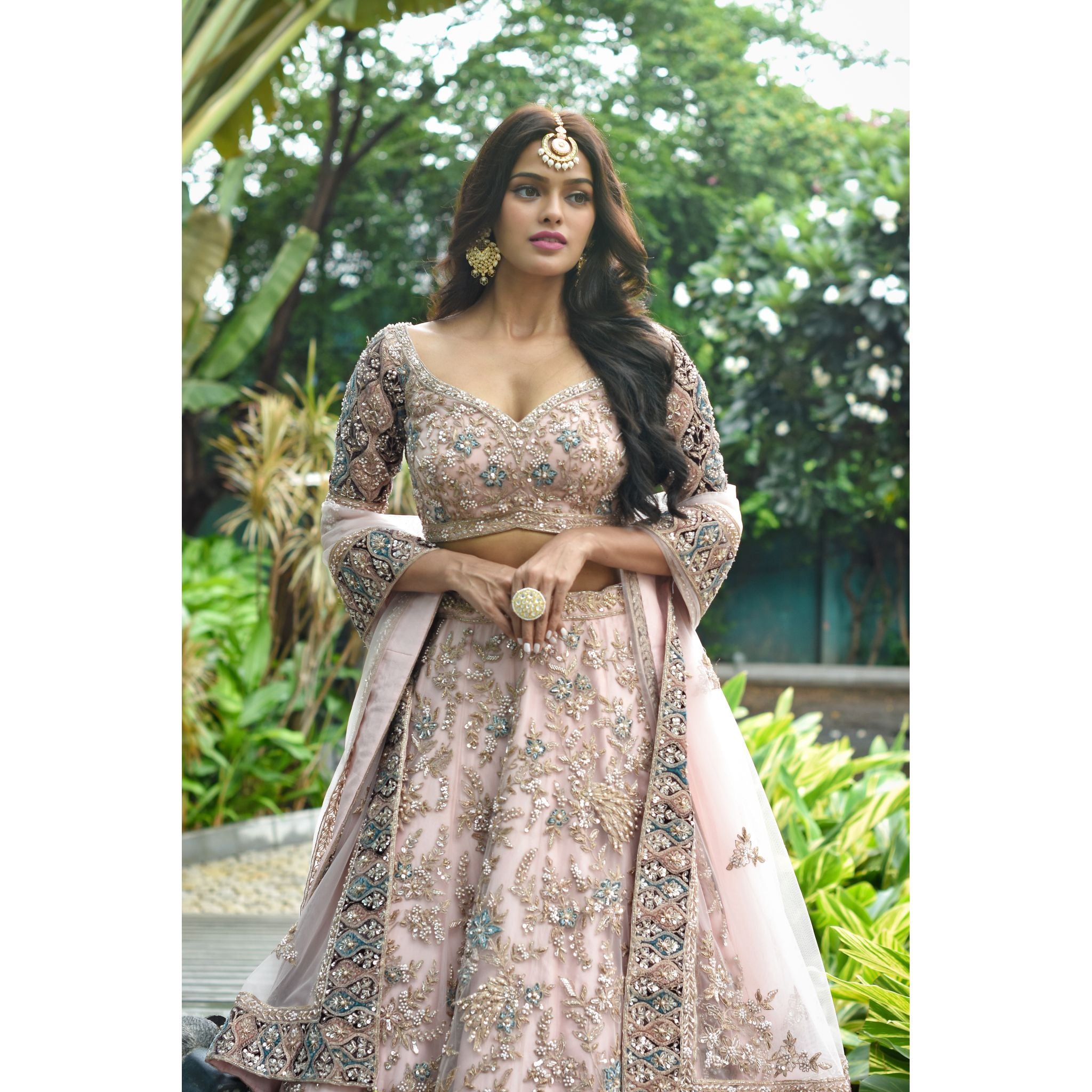 Pink Vintage Lehenga Set - Indian Designer Bridal Wedding Outfit
