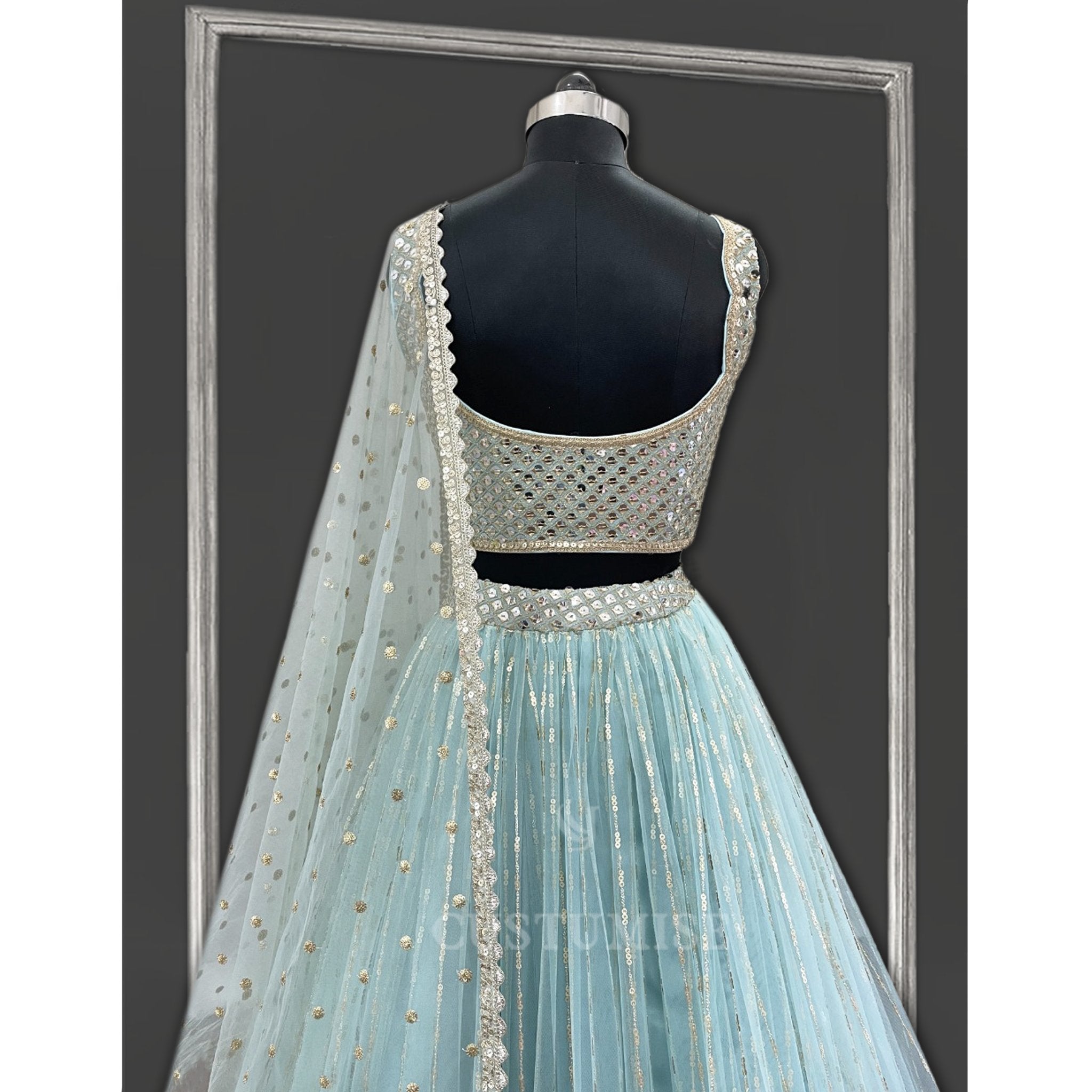 Powder Blue Lehenga set - Indian Designer Bridal Wedding Outfit