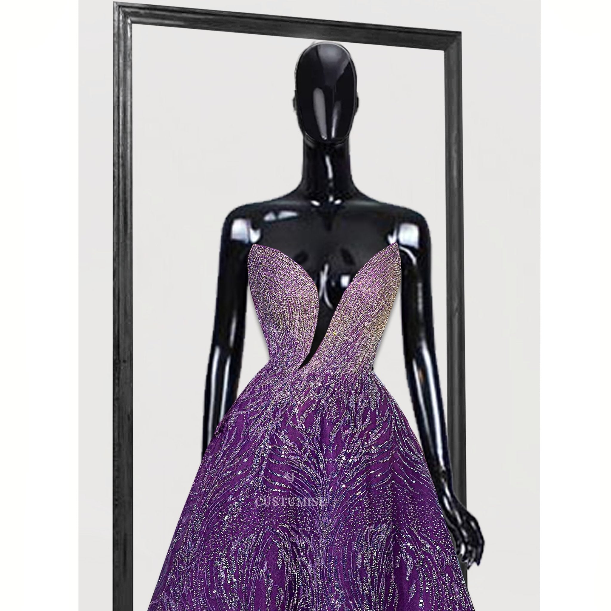 Purple and Silver Beaded Gown - Indian Designer Bridal Wedding Outfit