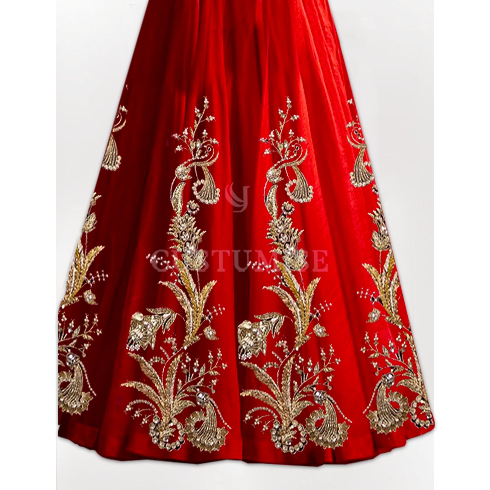 Red Embroidered Lehenga Set - Indian Designer Bridal Wedding Outfit