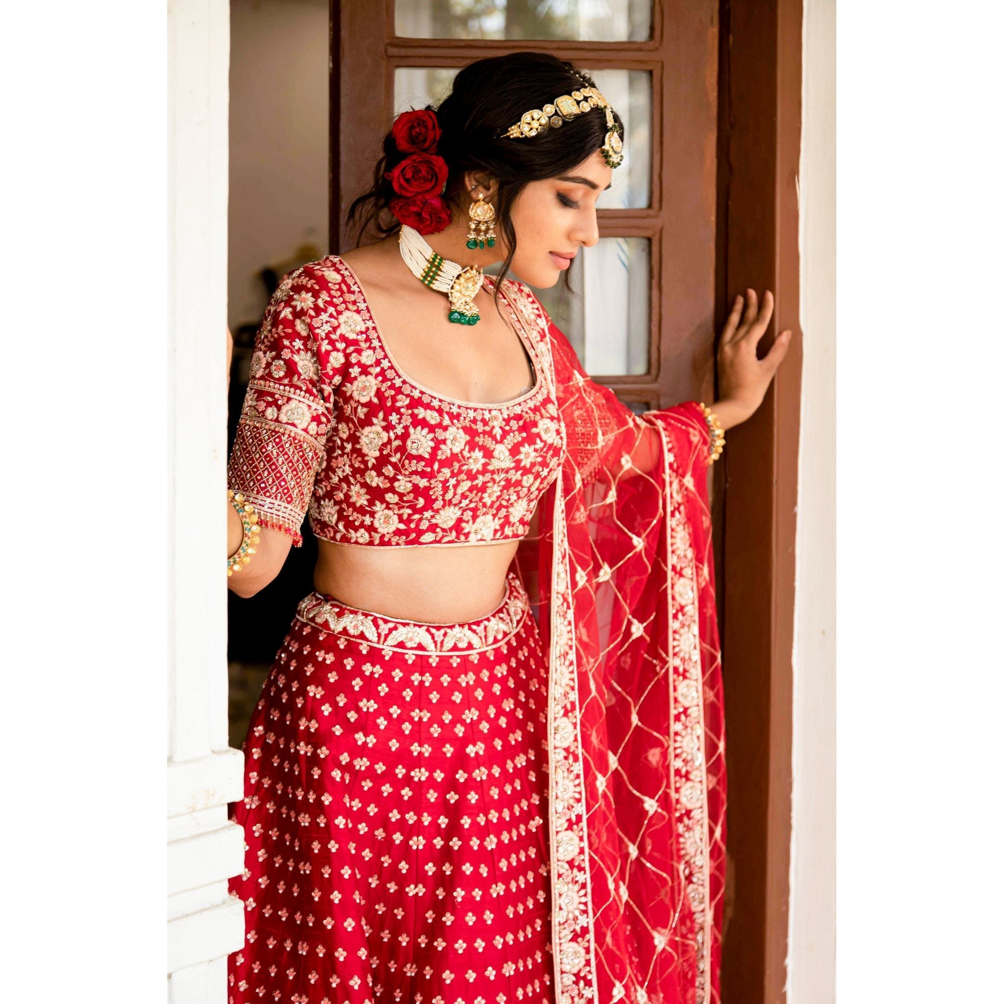 Red Lehenga Set - Indian Designer Bridal Wedding Outfit