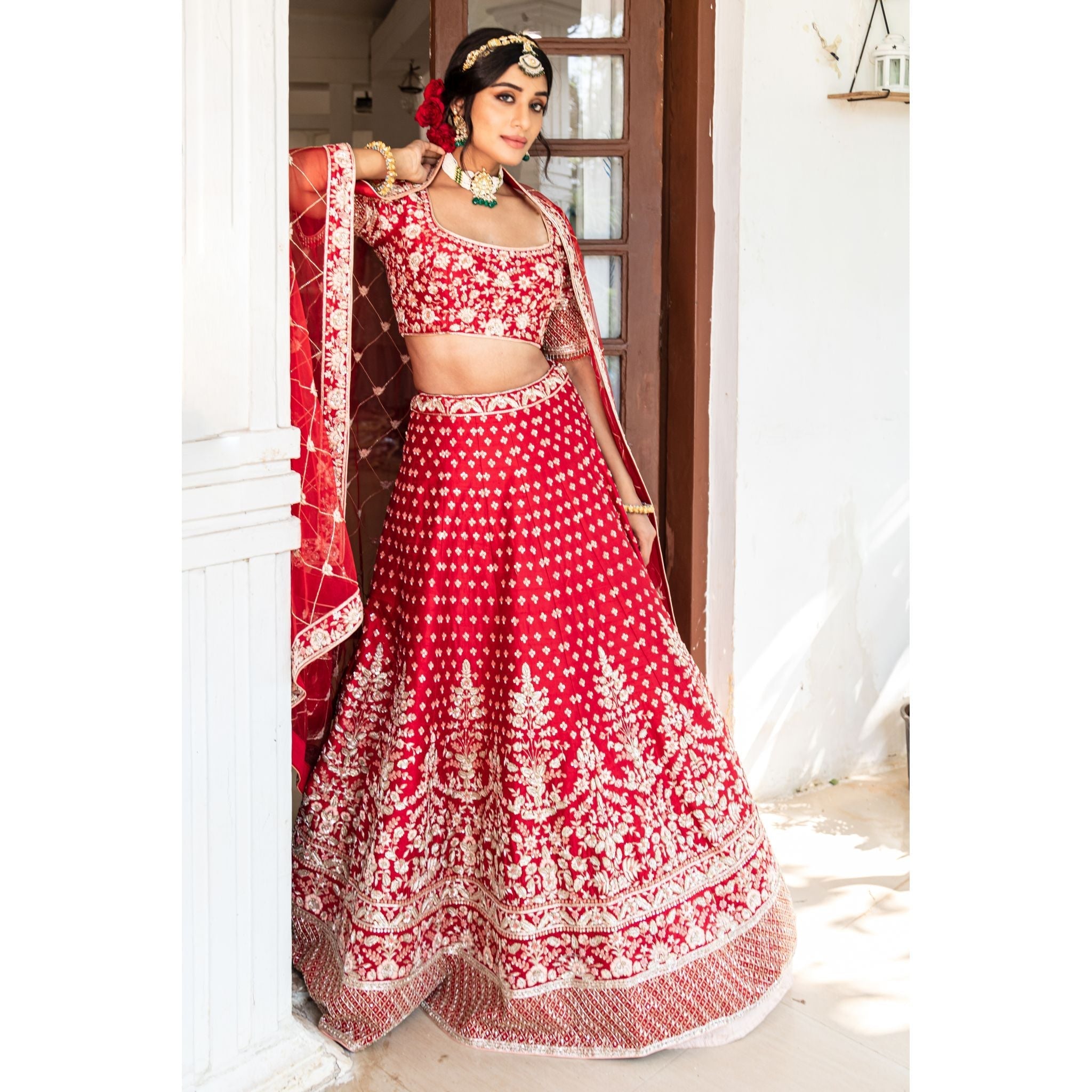 Red Lehenga Set - Indian Designer Bridal Wedding Outfit