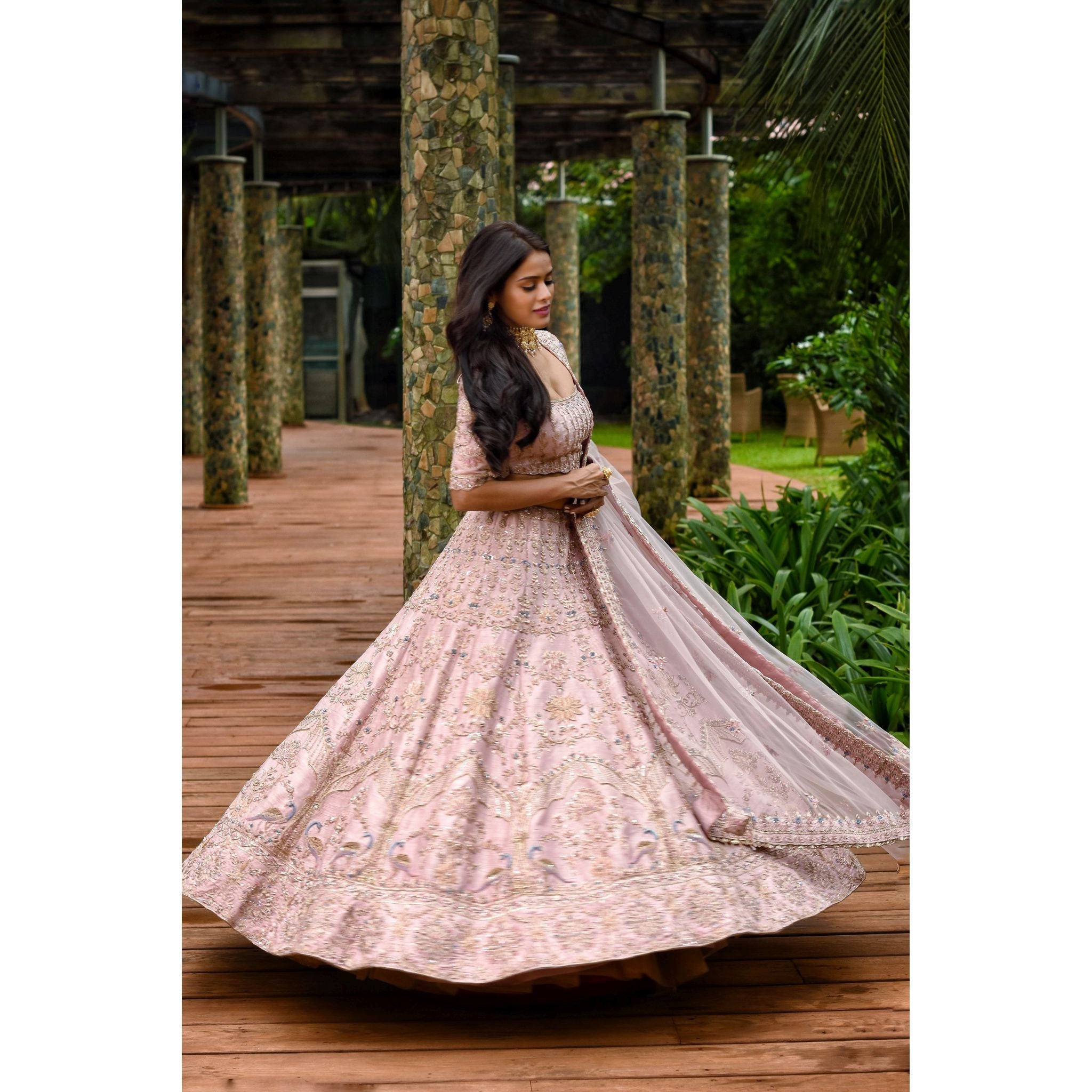 Rose Pink Lehenga Set - Indian Designer Bridal Wedding Outfit