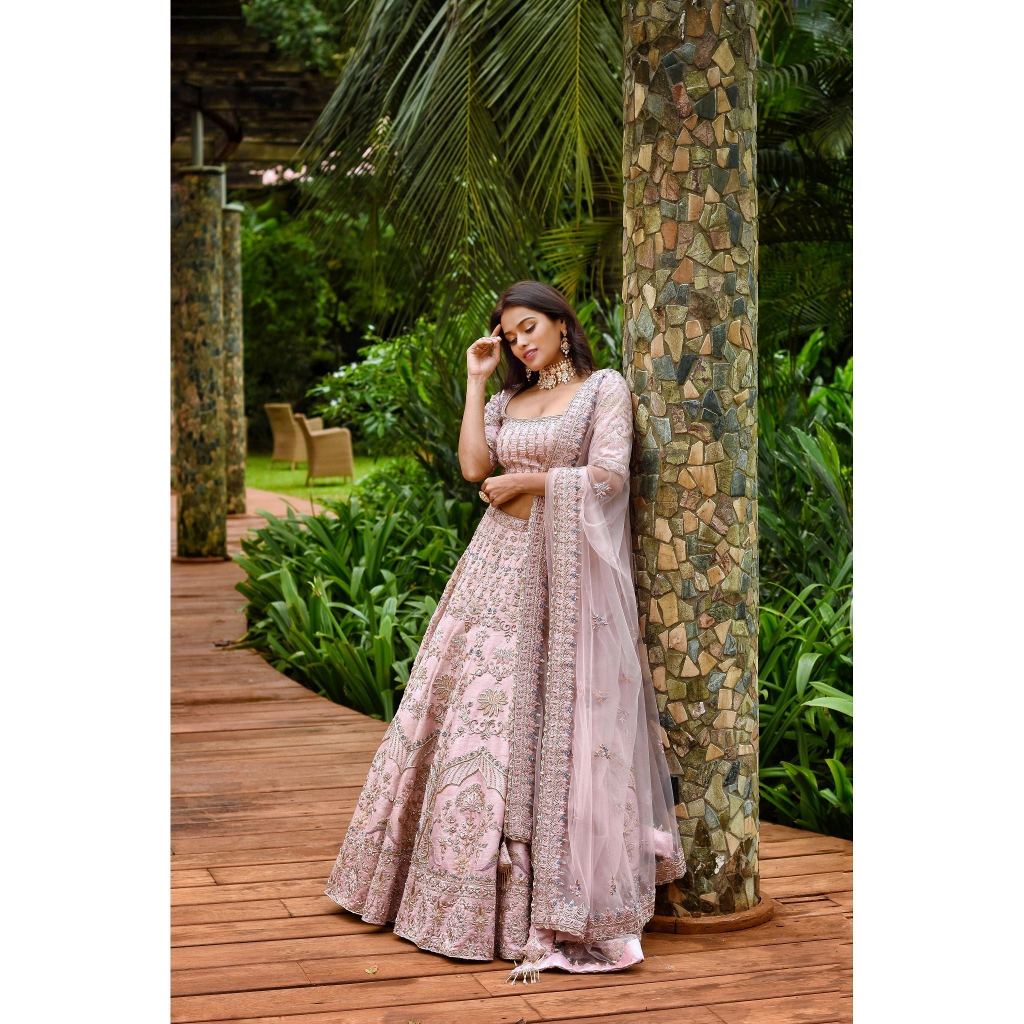 Rose Pink Lehenga Set - Indian Designer Bridal Wedding Outfit