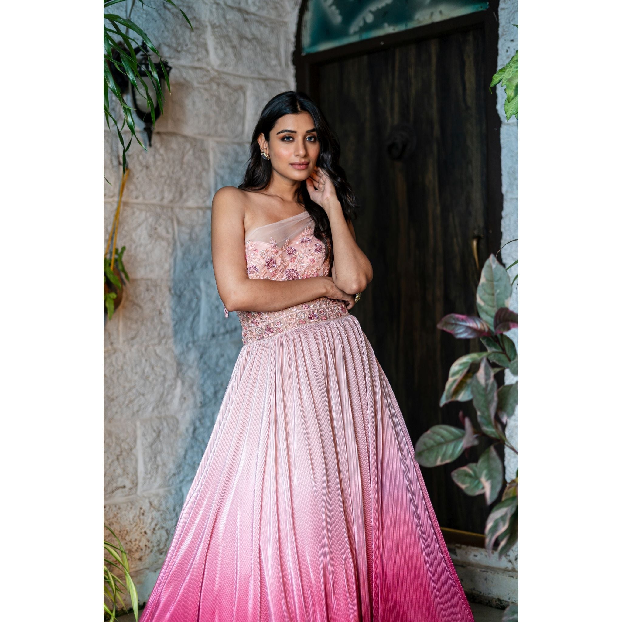 Rose Quartz Orchid Ombre Gown - Indian Designer Bridal Wedding Outfit