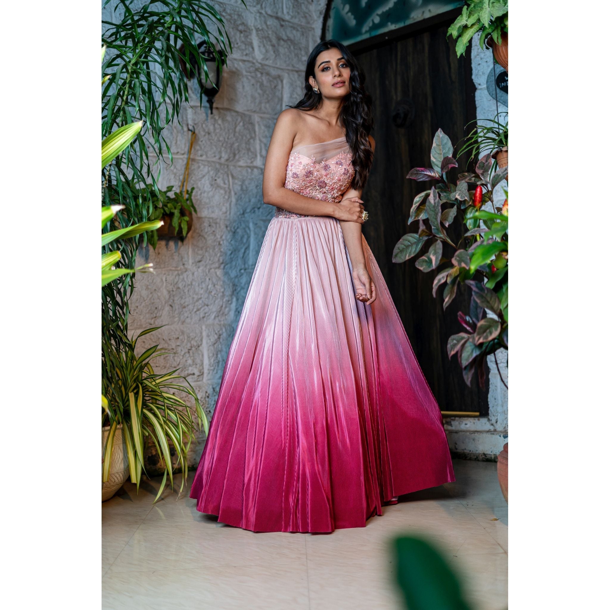 Rose Quartz Orchid Ombre Gown - Indian Designer Bridal Wedding Outfit