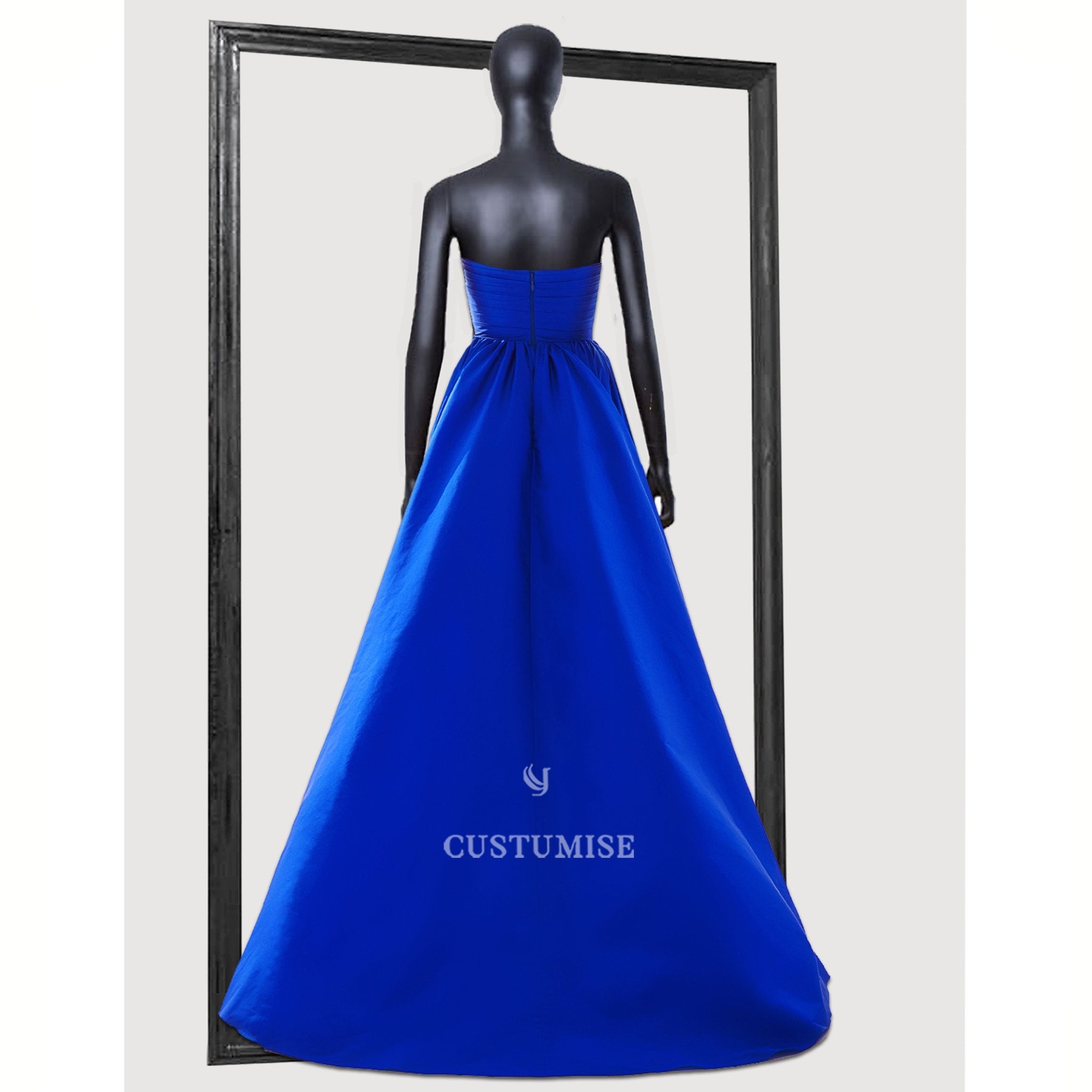Royal blue Silk Draped gown - Indian Designer Bridal Wedding Outfit