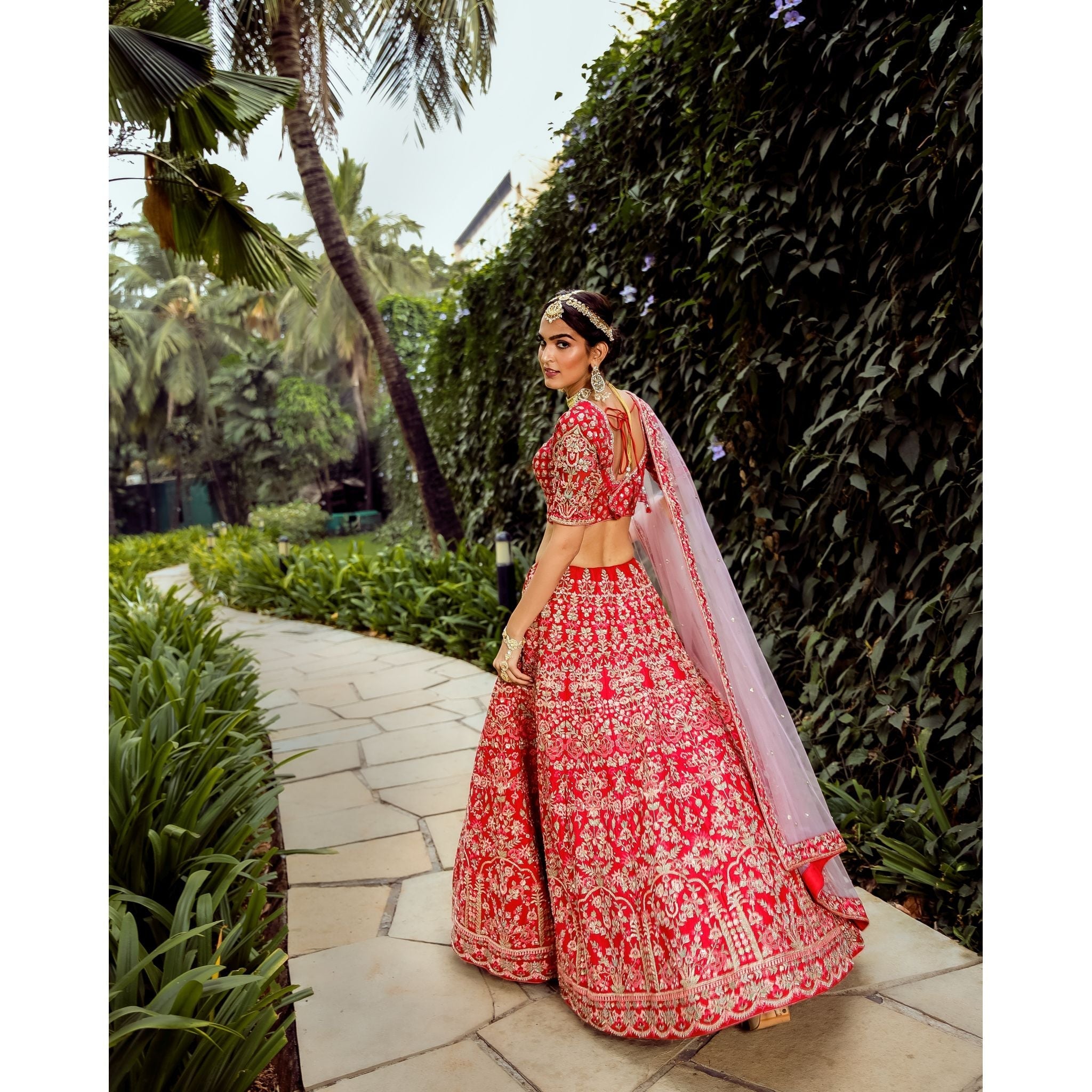 Scarlet Mughal Lehenga Set - Indian Designer Bridal Wedding Outfit