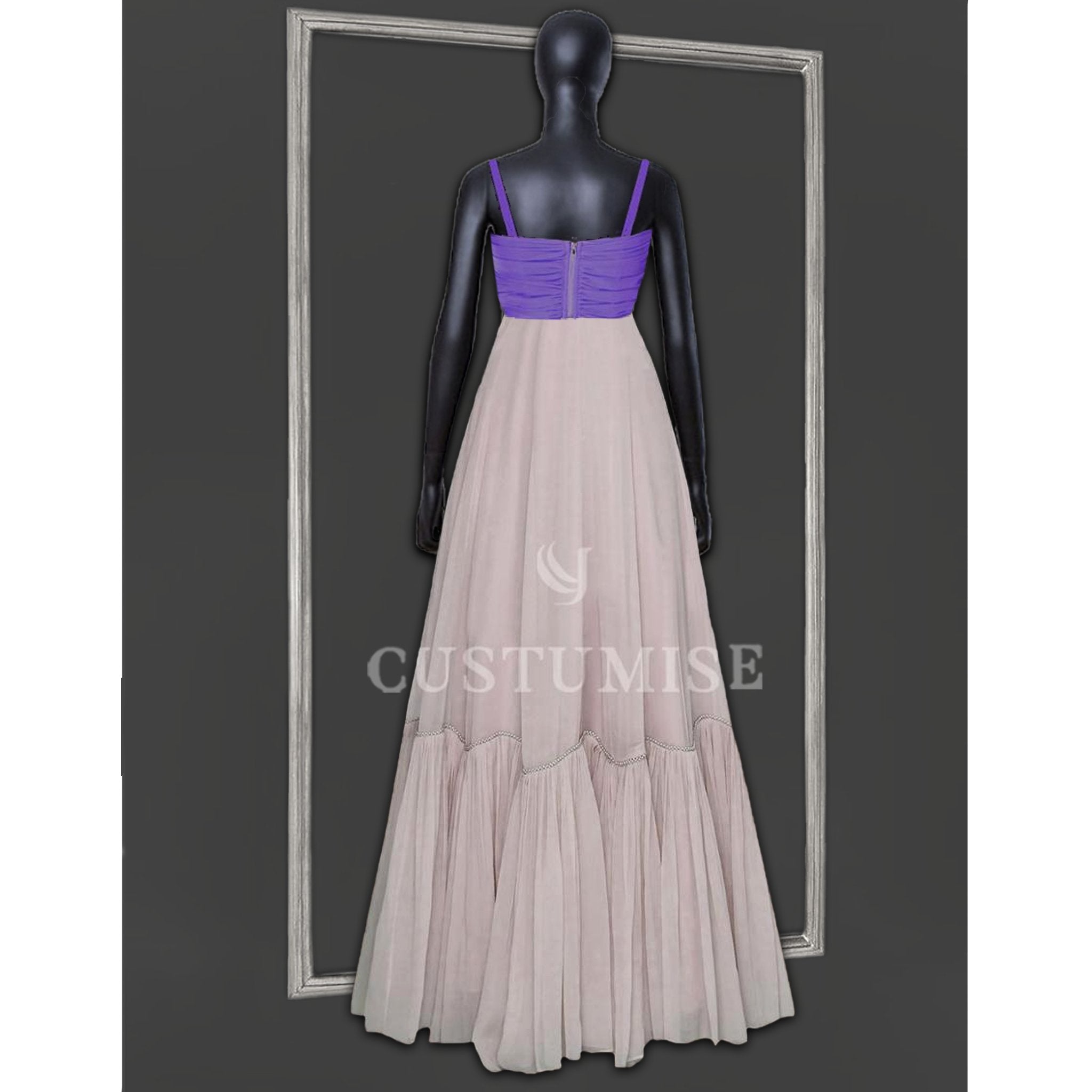 Whispers of Elegance: Lilac Georgette Gown - Indian Designer Bridal Wedding Outfit